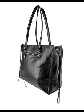Rebecca Minkoff Always On Side Zip Regan Tote Black Leather